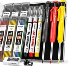 3 Pack CP1000 Carpenter Pencils with Sharpener, Mechanical Carpenter Pencil with