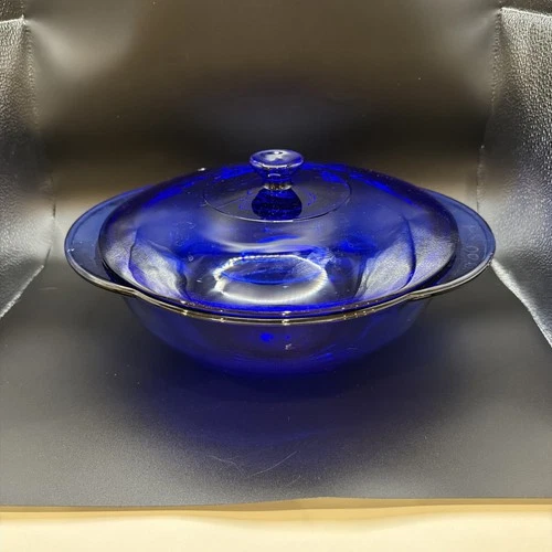 Anchor Hocking Cobalt Blue Round Covered Lidded Casserole Dish 9 INCH HOLDS 2 Qt