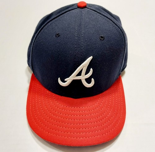 Atlanta Braves Hat Fitted 7 1/8 Blue New Era 59fifty On Field Baseball Cap MLB