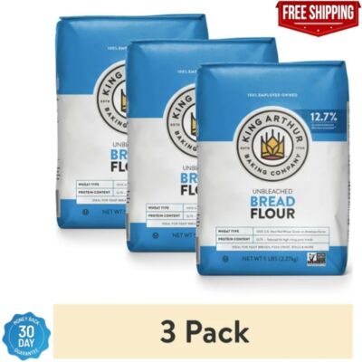 King Arthur Flour Unbleached Bread Flour 5 lb. Bag (3 PACK) FREE & FAST SHIPPING