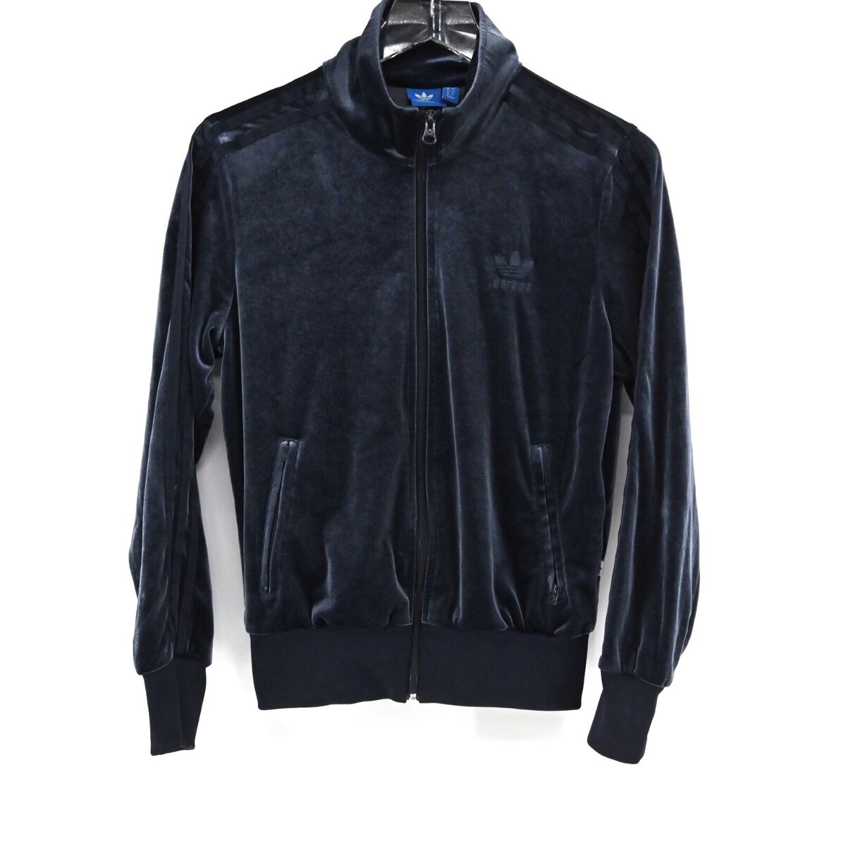 ADIDAS Jacket Womens Size S Blue Luxe Velvet Firebird ADIDAS Jacket Womens Size S Blue Luxe Velvet Firebird