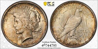 1925 PCGS/MS64 Monster Toned Peace Dollar