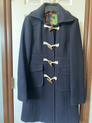 J CREW Womens Duffle Coat, Size 6 NAVY 
