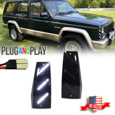 Smoke White LED Side Marker Lamp For 84-96 Jeep Cherokee Comanche 84-90 Wagoneer
