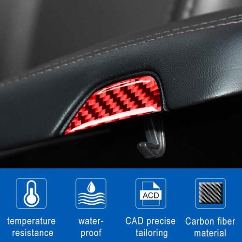 Red Carbon Fiber Central Storage Button Cover Trim For Dodge Challenger 2015-20 - Picture 7 of 12