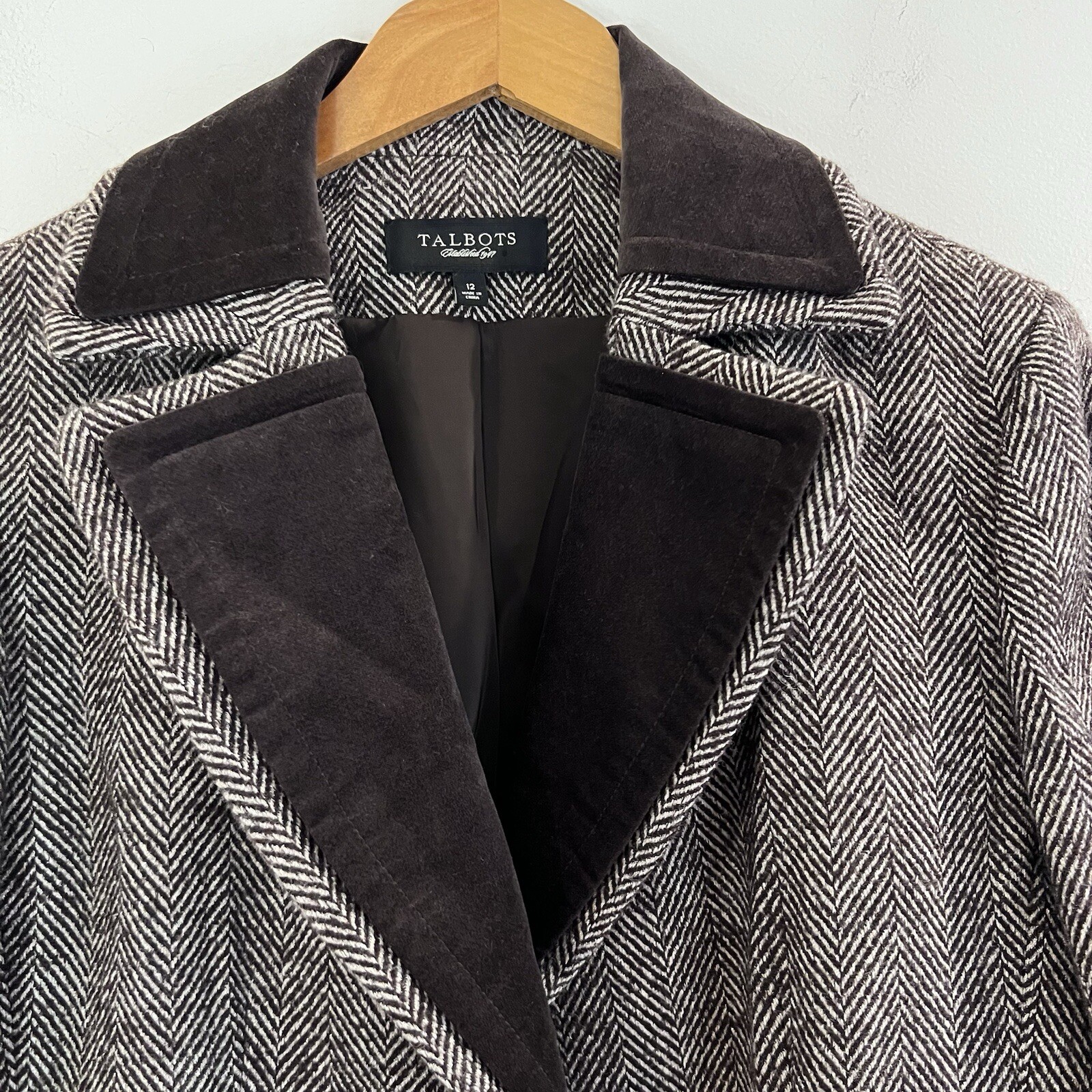 Talbots Brown Herringbone Patterned Blazer Wool A… - image 3