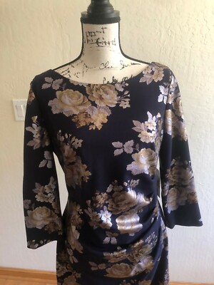 Jessica Howard, Scuba Floral Fit Flare Long Sleeve Size 14 Dress