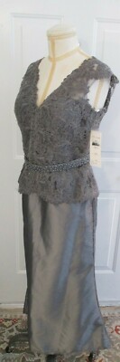 その他 L CAMERON BLAKE By Mon Cheri Gray Taffeta Gown #214684 - Size 14 NWT