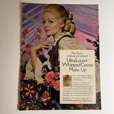 Vintage 1970 Max Factor Print Ad Ultra Lucent Whipped Cream Make Up Blonde Model