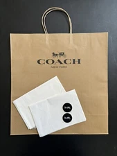 Coach Gift Shopping Bag & Logo Paper Tissues & Stickers Large 18" x 18 1/2" x 7"