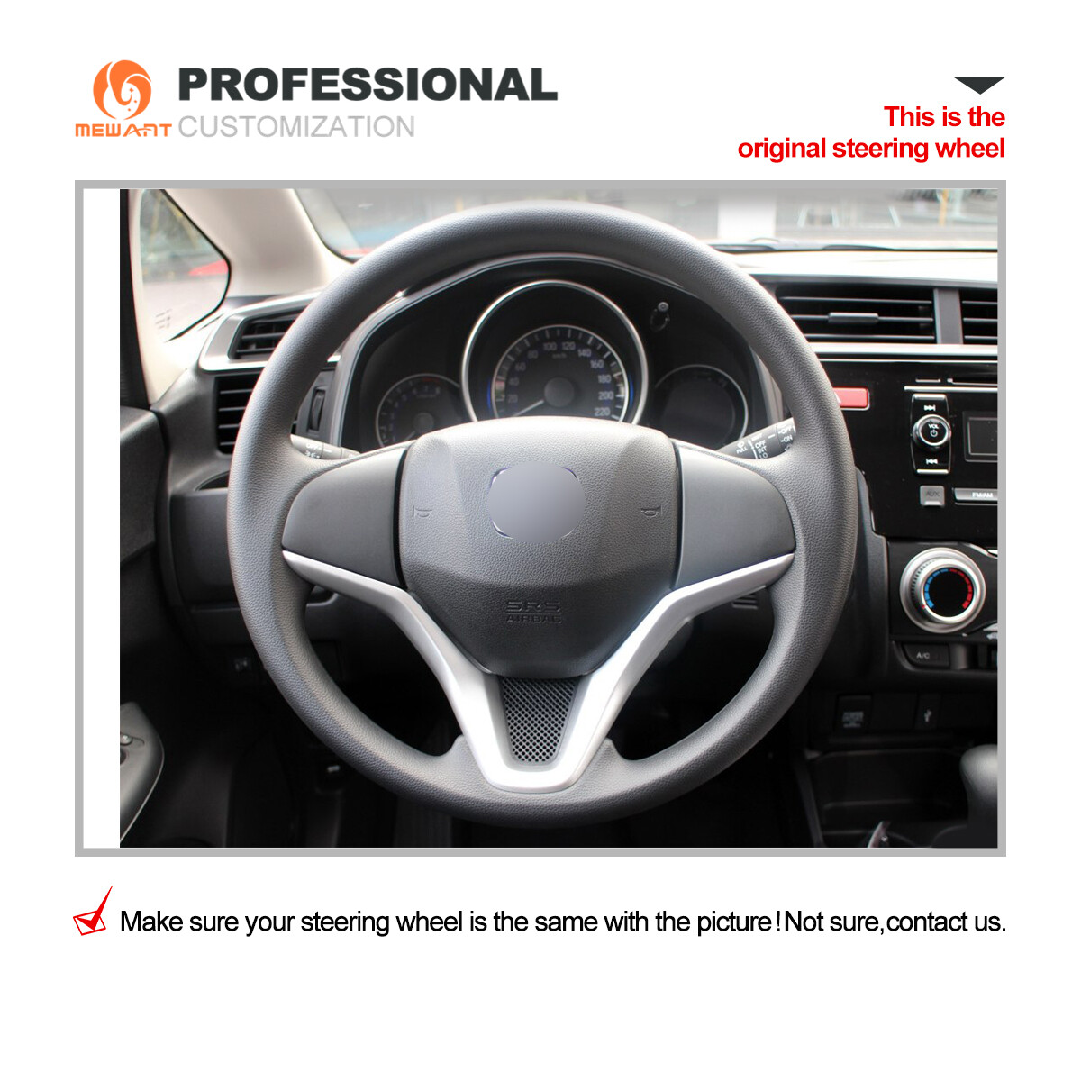 DIY Black Genuine Leather Car Steering Wheel Cover for Honda Jazz HRV