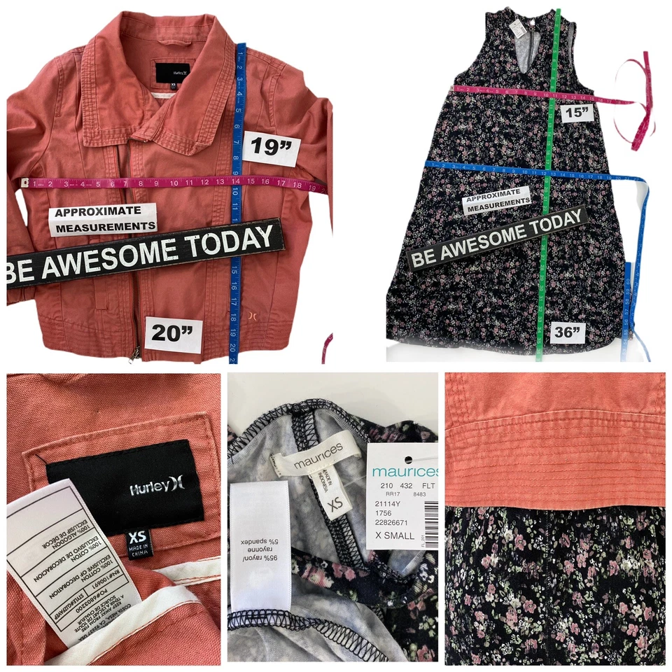 Hurley Vestido Chaqueta Mujer XS Lote Floral Gargantilla Sin Mangas Fecha Iglesia Trabajo Foto 4 de 4