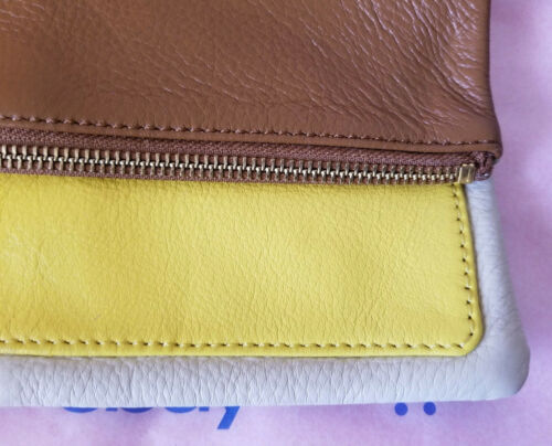 Gap Leather Foldover Crossbody Clutch, Handbag, Cognac Multicolor, NWT - Picture 3 of 11