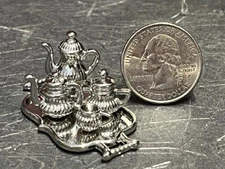 Dollhouse Miniature Tea Set Silver Tray 1:12 one inch scale B512 Dollys Gallery