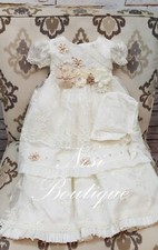 Free Shipping  Beautiful Ivory Christening Gown, Baptism Dress Hermoso Vestido