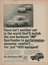 1965 Sunbeam IMP Sportsedan by Rootes of England Performance VINTAGE PRINT AD