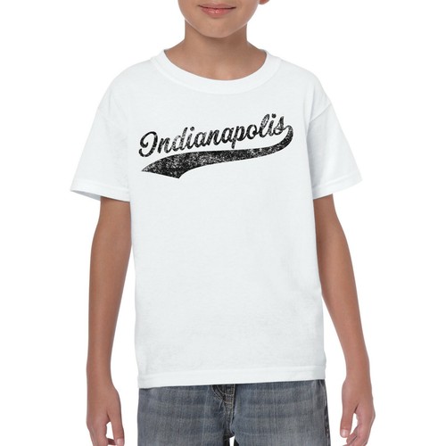 Indianapolis City Baseball Script Youth T-Shirt - White - Picture 4 of 7