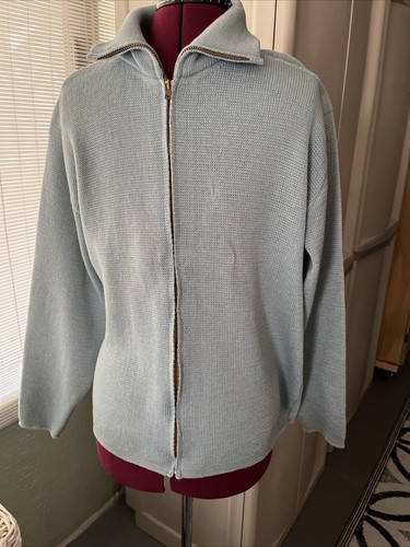 Masters Vintage Knit Sweater , Zip Up, Blueish Green Color - Picture 2 of 9