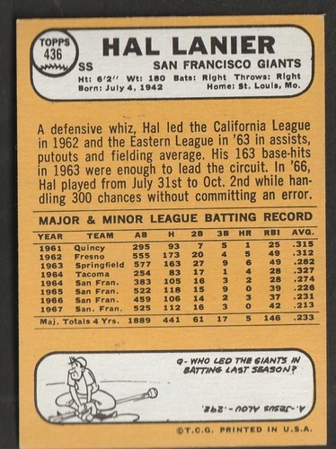 1968 Topps Baseball Cards Scegli una carta a scelta 295-660 EX X-MT 1/25 Set Break - Foto 258 di 490