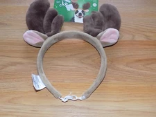 Size Large / XL Time For Joy Merry Reindeer Antlers Headband for Dogs Brown New