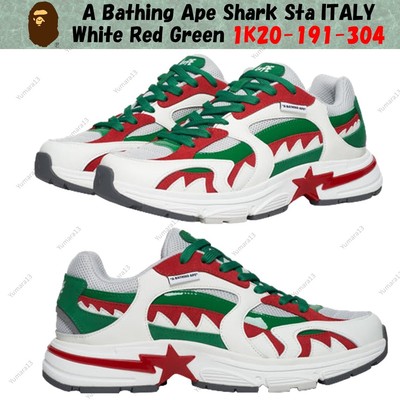 A Bathing Ape Shark Sta ITALY Weiß Rot Grün 1K20-191-304 Herren Gr.