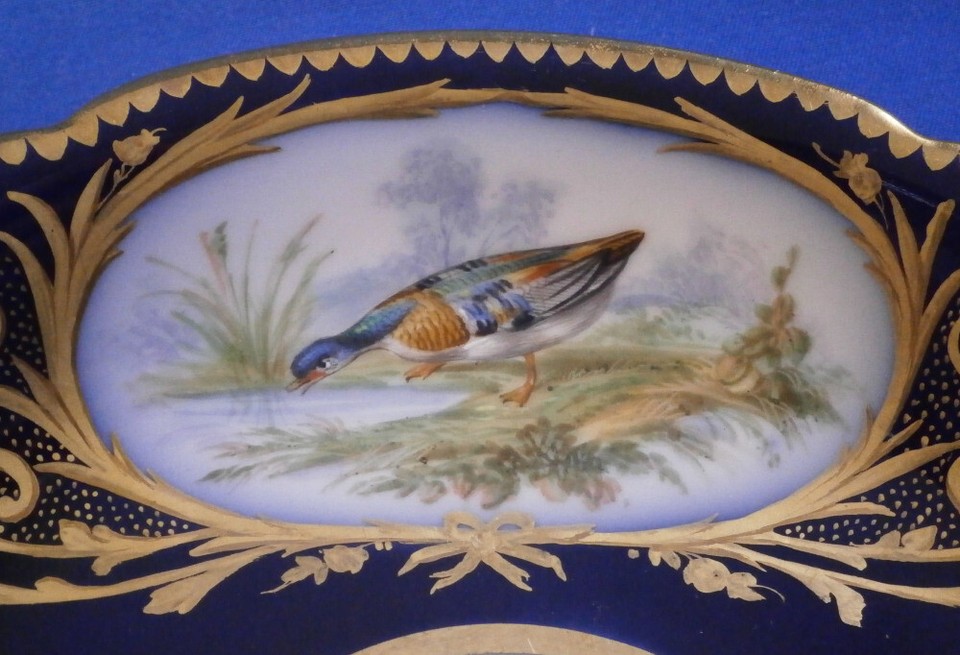 Antique 19thC Paris Bird Scene Porcelain Cup & Saucer Porzellan Tasse