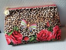 2 X Est e Laude Cosmetic Makeup Bag Leopard Print Butterfly Flower. NEW     