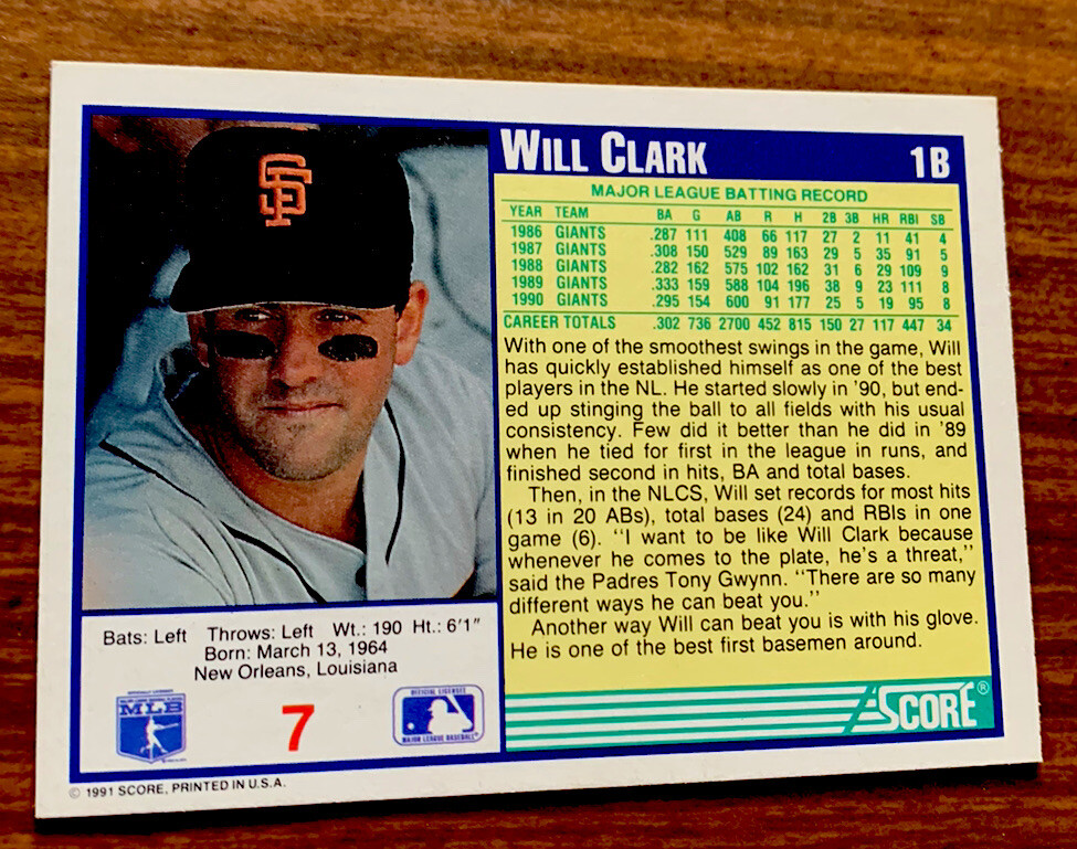 Will Clark auto 証明書有