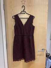 Loft Burgundy lace v neck Party dress