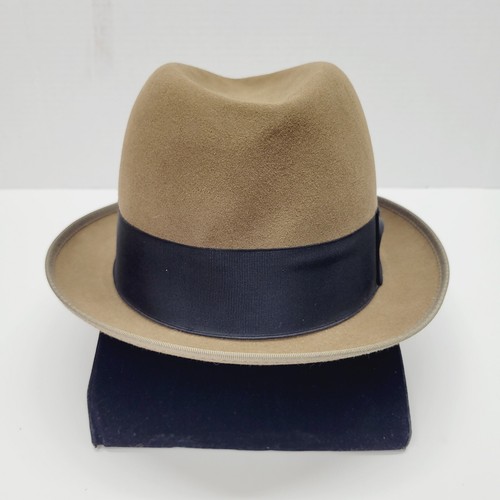 Vintage Champ Feel The Felt Fedora Brown Black KASMIR Finish 7-1\8 Airplane Pin