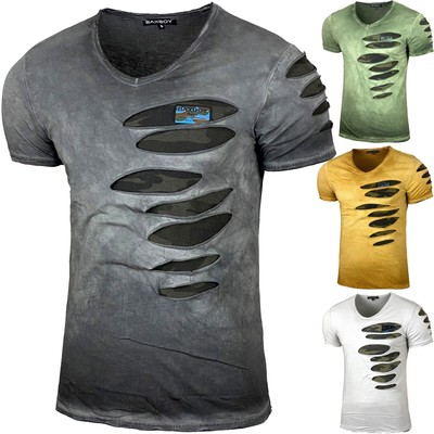 Herren Rundhals T-Shirt Kurzarm Hemd Slim Fit Design Fashion 15045