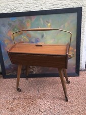 60er Jahre Vintage Rollwagen Schmuck Nähzeug Schränkchen