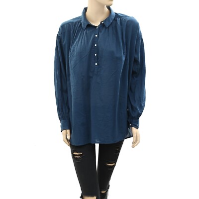 Nili Lotan Miles Shirt Tunic Top Oversized Cotton Collared Long Sleeve XS 256511