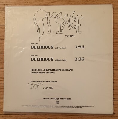 PRINCE - DELIRIOUS 1982 Promo Vinyl 12  single shrink wrap original sleeve