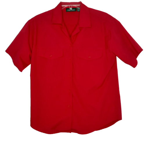 Cabin Creek Womens Shirt Size Medium Button Up Short Sleeve Pockets Solid Red - Imagen 1 de 10