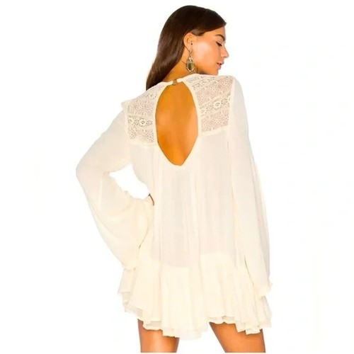 Free People One Night Victorian Tunic Ivory EUC Size M - Picture 3 of 9
