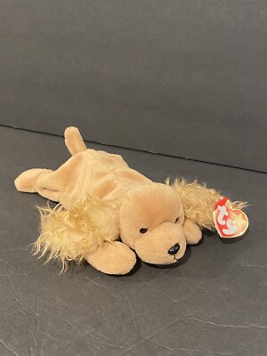 RARE RETIRED 1997 TY BEANIE BABY SPUNKY THE DOG WITH PE PELLETS