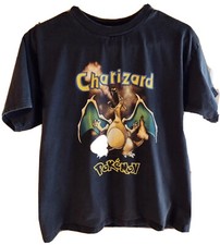 Vintage 1999 Nintendo Pokemon Charizard Black Youth 90's Tv Show T Shirt Gaming