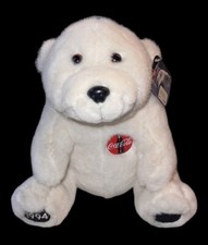 VTG 1994 12" Coca-Cola Coke Polar Bear Plush Stuffed Animal Red Logo Christmas