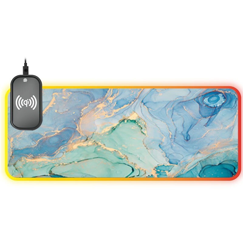 RGB Wireless Charging Gaming Mouse Pad with LED Marbling Design