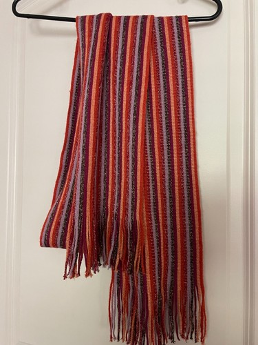 Cejon Scarf Womens Metallic Purple Red Orange Brown Acrylic 82" long - Picture 4 of 10