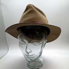 Vintage Stetson Fedora hat sz.7- 71/8. canvas w leather band. USA, union made