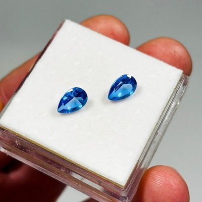 Natural Glacier Blue Topaz Pear Faceted Gemstones x 2 9x6mm pair E0-1418