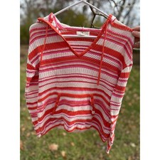 Rip Curl Women's Coverup | Sun to Sea Crochet Poncho Red, Pink & Cream | SZ XS