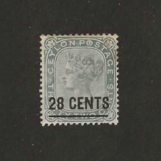 CEYLON SG 190 28c on 32c Slate Wmk Crown CA Perf 14 MLH