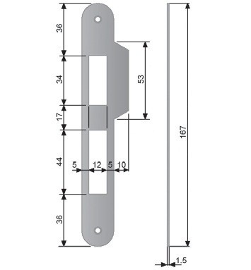 Armature plate for swing door for Centro Agb lock