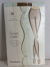 Dressbarn Silken Control Top Pantyhose Size D Nude Soft Silken Sheer Legs New