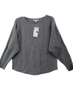 Keren Hart Woman's NEW Gray Size L Pullover Sweater Long Sleeve Faux Back Button