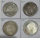 1961 1964 1965 1966 Lot Of 4 Canada Silver Dollars