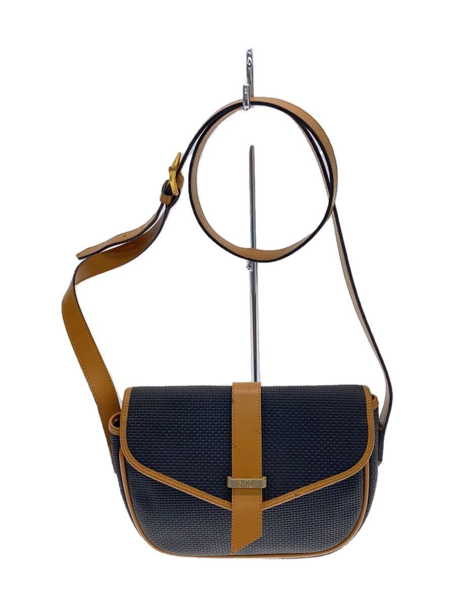 Borsa a tracolla YVES SAINT LAURENT in PVC x pelle nera cammello graffio con